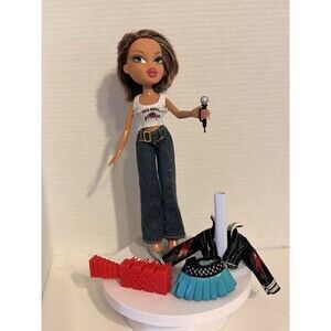 MGA Bratz Doll Yasmin Rock Angelz Redressed 2001 Extra Outfit Brush Microphone